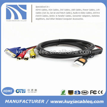 5 ft 1.5m HDMI to SVGA VGA 3 RCA Cable For Monitor